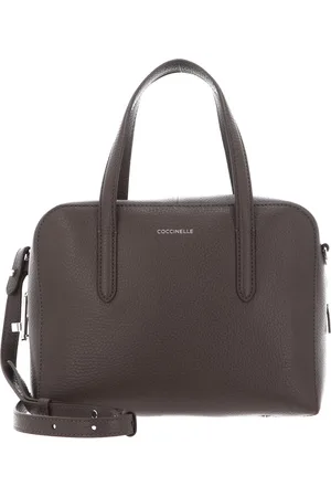 Coccinelle Leren Handtas Schoudertas Swap Handbag Grained Leather Donkerbruin