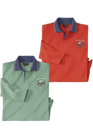 Atlas For Men Set van 2 polo’s met lange mouwen - Heren - Verkrijgbaar in grote maten - 4XL