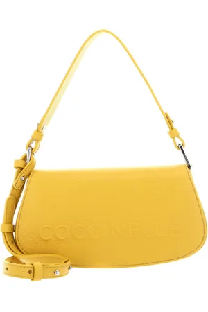 Coccinelle Leren Handtas Schoudertas Myrtha Maxi Log Mini Crossbody Bag Geel