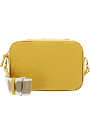 Coccinelle Leren Schoudertas Tebe Crossover Bag Donkergeel