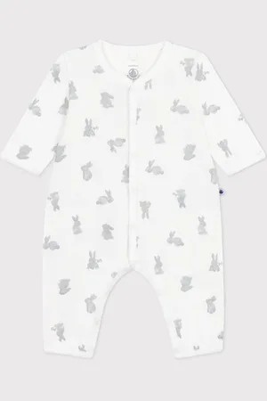 Petit Bateau Katoenen babypyjama zonder voetjes met konijnenprint Unisex Boxpak - ;Grijs