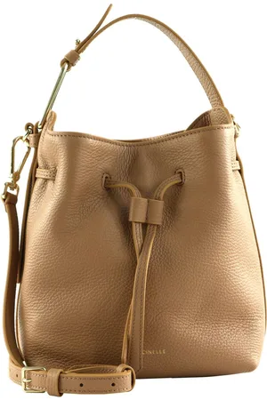 Coccinelle Leren Handtas Schoudertas Malory Handbag Grained Leather Lichtbruin
