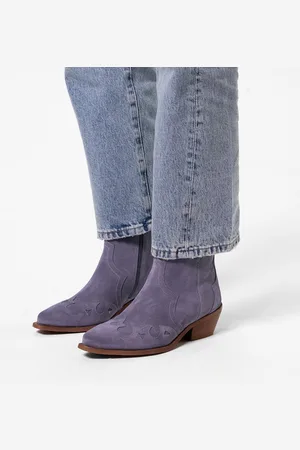 Manfield Dames - Blauwe denim cowboy laarzen - Maat 36