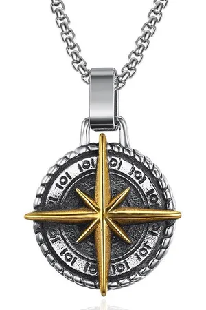 Mendes Heren ketting Edelstaal Kompas Amulet