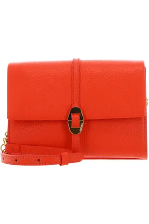 Coccinelle Leren Schoudertas Dorian Mini Bag Grained Leather Oranje