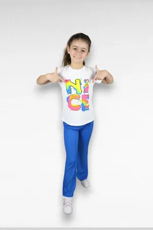 Merkloos Trendy Meisjes Flared Legging in Blauw