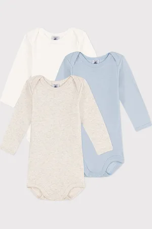 Petit Bateau Set van 3 effen katoenen body