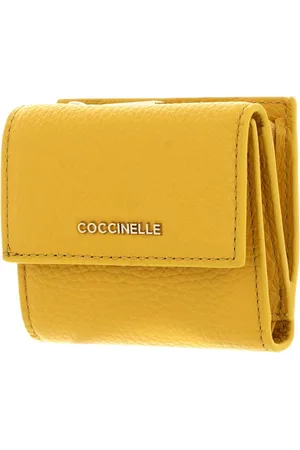 Coccinelle Leren Portemonnee Metallic Soft Wallet Grained Leather Geel