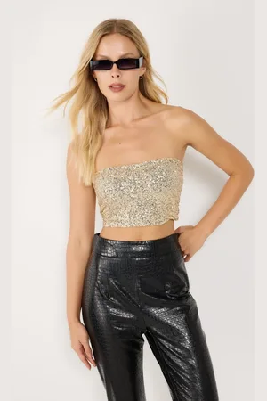 No Matter What Apparel Bustier Femme Sequins Dorés Sans Bretelles