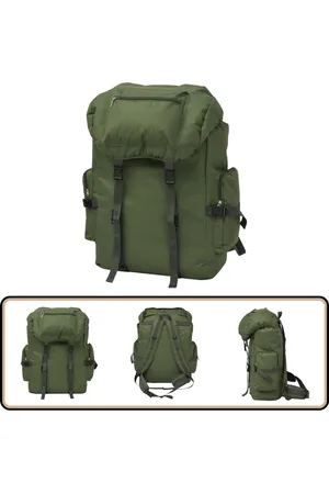 vidaXL Rugzak legerstijl 65 L - Olijfgroen Militaire Rugzak - Legerrugzak - Wandelrugzak - Trekkingrugzak - Campingrugzak