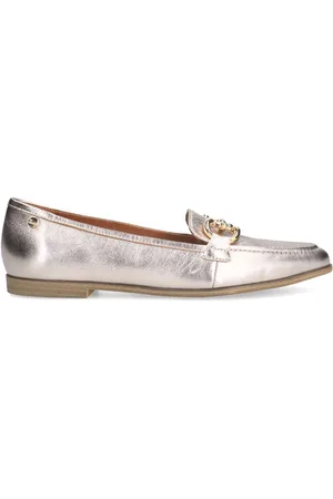 No Stress Dames - Gouden leren loafers met gouden chain - Maat 42
