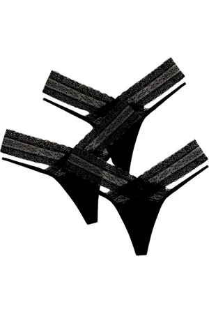 Merkloos 3 Pack - Sexy Dames String met Kant - - High Waist Slip - Vrouwen Lingerie / Ondergoed - Maat S