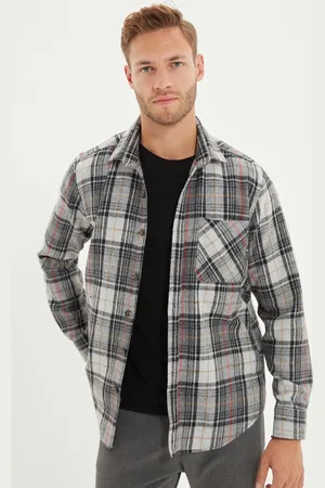Trendyol Blauw Slim-Fit Wintergeruit Houthakkersoverhemd Tmnaw22Go0090