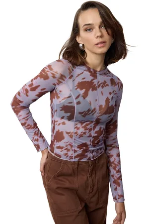 Trendyol Lila Karyoka Gestikt Abstract Patroon Slim/Fits Crop/Kort Gebreide Blouse Twoaw25Bz00219