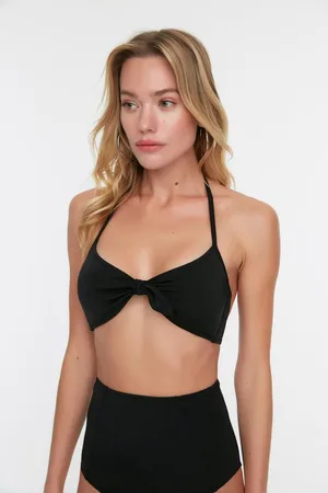 Trendyol Vrouwen Zwarte bralette met vastgebonden bikinitop TBESS21BU0098