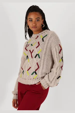 POM Amsterdam Cable Pink Truien & vesten Dames - Sweater - Hoodie - Vest- - Maat 42