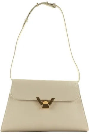 Coccinelle Leren Schoudertas Dorian Handbag Grained Leather Crème