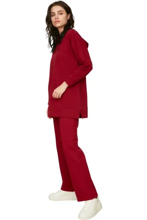 Trendyol Antraciet Oversize Basic Hooded Gebreid Trainingspak Tctaw22En0005