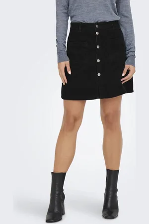 JDY Jacqueline de Yong Rok shiraz Corduroy Skirt Pnt Dia 15220695 Black Dames Maat - S