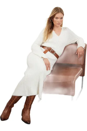 Trendyol Antraciet Maxi Knitwear Wollen Basisjurk Twoaw25El00002