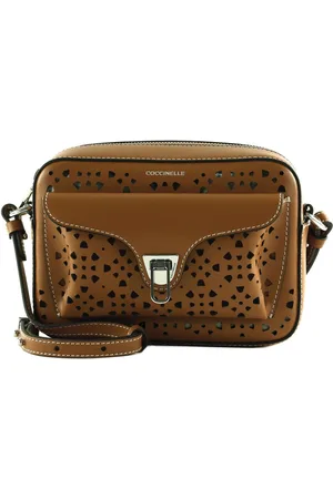 Coccinelle Leren Schoudertas Beat Cow Perforation Handbag Bruine