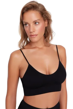 Trendyol Zwarte Naadloze Strappy Bralette Zonder Beugels, Gebreide Bh Thmaw23Su00140