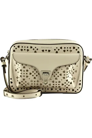 Coccinelle Leren Schoudertas Beat Cow Perforation Handbag Crème