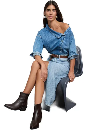 Trendyol Bruine Blokhak Dames Cowboylaarzen Takaw25Bo00033