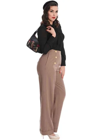 Banned Retro Adventures Ahead Button Wijde broek - S
