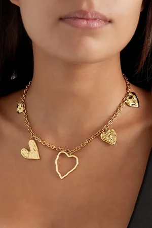 Yehwang Heartful statement ketting - Ketting dames - Ketting met hanger - Hartjes ketting - - Nikkel vrij - Cadeau voor vrouw - Sieraden voor dames