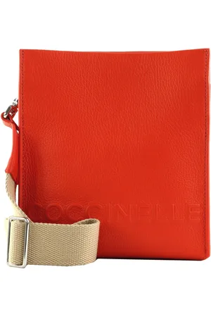 Coccinelle Leren Schoudertas Myrtha Maxi Log Crossbody Bag Grained Leather Oranje