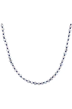 IBIZA MEN MENS JEWELLERY IbizaMen - heren ketting - zoetwater zilverblauw - 6mm - verstelbaar 50cm + 5cm
