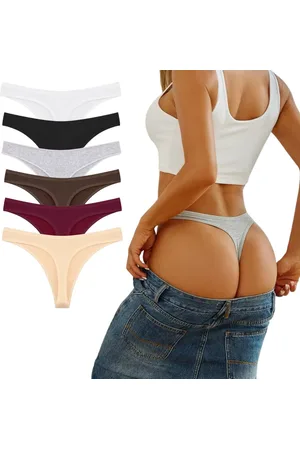 Merkloos 6 Pack - Comfortabele String - Zachte Strings - Sexy Dames Ondergoed - Vrouwen - Onderbroek Set - Lingerie - , Nude - Maat S