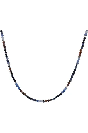 IBIZA MEN MENS JEWELLERY IbizaMen - heren ketting - onyx - blauwe agaat - 4mm - 50cm