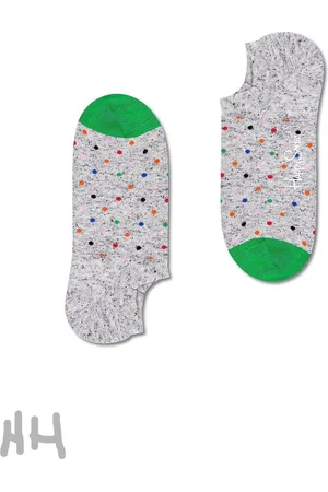 Happy Socks Sneaker enkel sokken 40/46 - little dots grey - grijs groene teen - gekleurde stippen - gestippeld