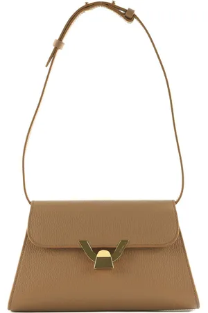 Coccinelle Leren Schoudertas Avondtas Dew Handbag Grained Leather Lichtbruin