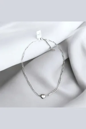 Yehwang Ketting - - schakelketting - hart met steen