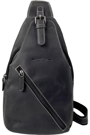 ARRIGO BELLO Slingbag van Leer - Zwarte Crossbody Tas van Buffelleer - Stijlvolle en Praktische Schoudertas - Meerdere Vakken