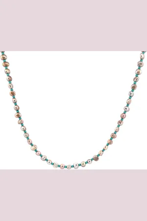 IBIZA MEN MENS JEWELLERY IbizaMen - heren ketting - zoetwaterparels brons - - 6mm - verstelbaar 50cm + 5cm