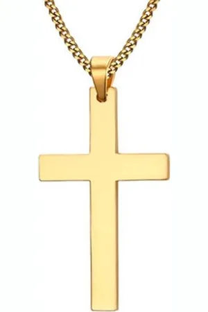 Mendes Heren Ketting - Kruis - kettinghanger - Cubaanse Schakel - - Goudkleurig