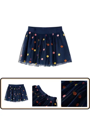 vidaXL Kinderrokje met tule en stippen - Maat 92 - Kinderrokje - Meisjeskleren - Tulekinderrok - Blauwe Kinderrok - Kindermode