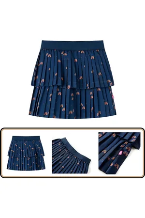 vidaXL Kinderrokje - Maat 140 - - Regenboogprint Kinderrokje - Regenboog Print - Meisjeskleren - Kindermode - Blauwe Rok