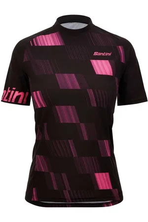 Santini Fibra Korte Mouw Enduro Trui Zwart,Roze M Vrouw