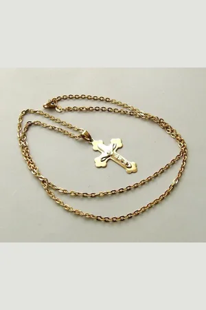 Christian Gouden collier met bicolor kruis