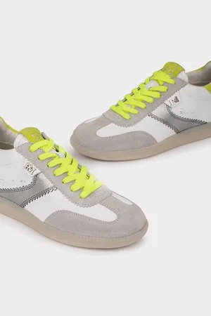 Pedro Miralles Minnesota dames sneakers wit leer met neon groen accenten
