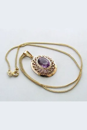 Christian 14 karaat gouden collier met amethist