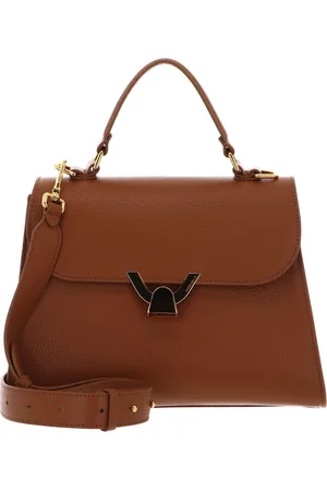 Coccinelle Leren Handtas Schoudertas Dew Grained Leather Handbag Lichtbruin