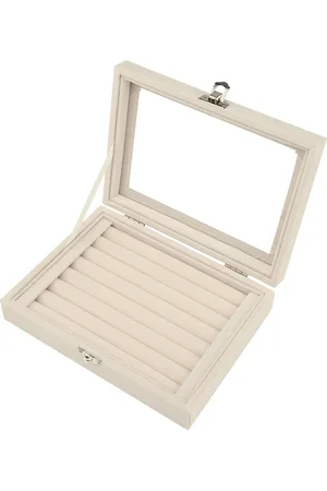 Merkloos Fluwelen sieradenkistje, sieradenorganizer voor ringen, oorbellen, halsketting, sieraden, displaybox, opbergdoos, sieradenvitrine met deksel, voor vrouwen en meisjes