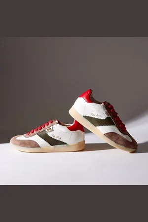 Pedro Miralles Georgia dames sneakers wit met rood leer