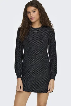 ONLY ONLCAROL L/S GLITTER BOW DRESS JRS - Dames - Mini jurken